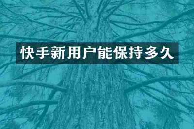快手新用户能保持多久