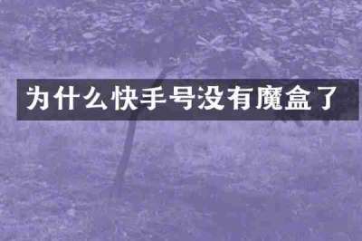 为什么快手号没有魔盒了