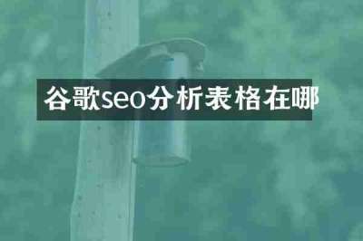 谷歌seo分析表格在哪