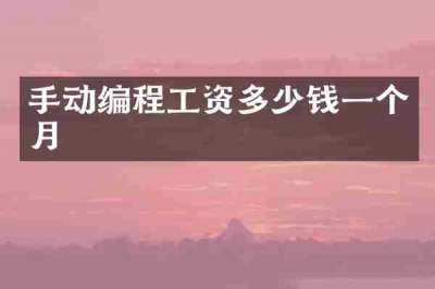手动编程工资多少钱一个月