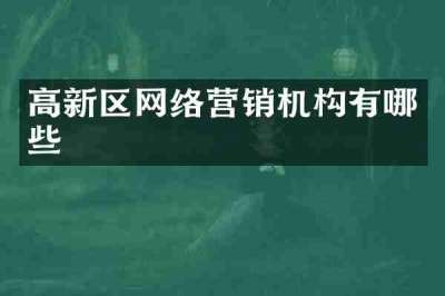 高新区网络营销机构有哪些