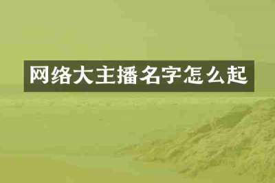 网络大主播名字怎么起