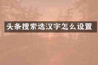 头条搜索选汉字怎么设置