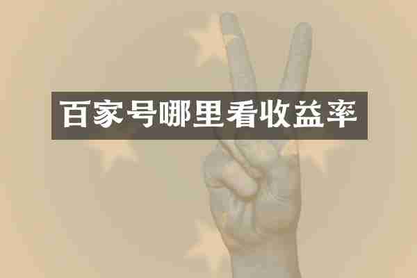 百家号哪里看收益率