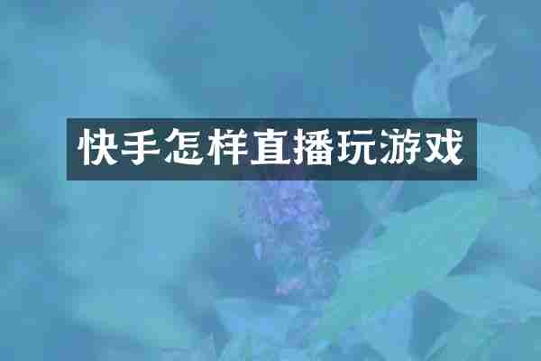 快手怎样直播玩游戏