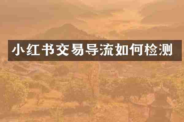 小红书交易导流如何检测