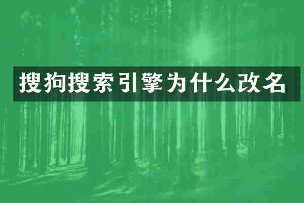 搜狗搜索引擎为什么改名