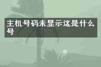 主机号码未显示这是什么号