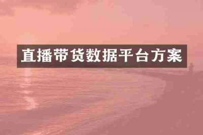 直播带货数据平台方案
