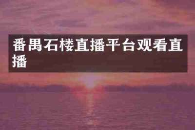 番禺石楼直播平台观看直播