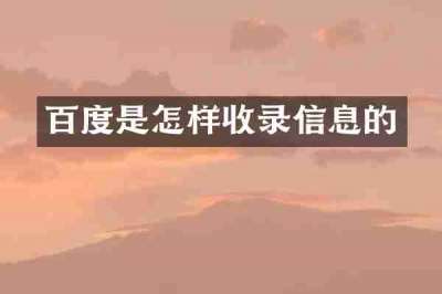 百度是怎样收录信息的