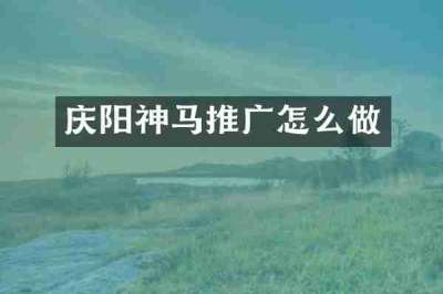 庆阳神马推广怎么做