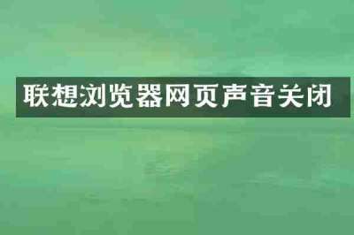 联想浏览器网页声音关闭