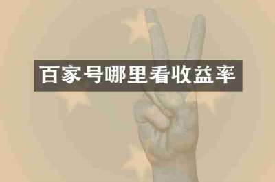 百家号哪里看收益率