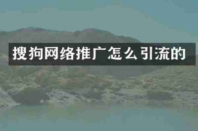 搜狗网络推广怎么引流的
