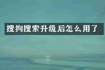搜狗搜索升级后怎么用了