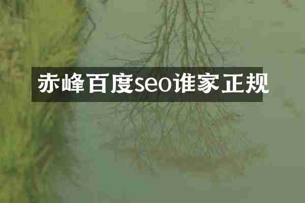 赤峰百度seo谁家正规