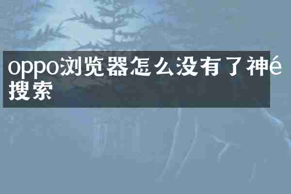 oppo浏览器怎么没有了神马搜索