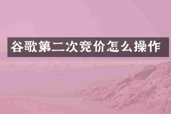谷歌第二次竞价怎么操作