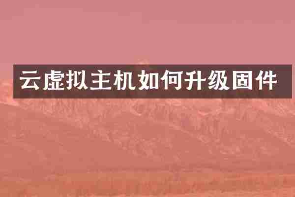 云虚拟主机如何升级固件