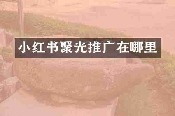 小红书聚光推广在哪里