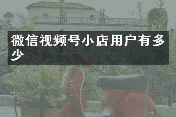 微信视频号小店用户有多少