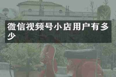 微信视频号小店用户有多少