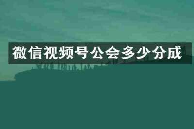 微信视频号公会多少分成
