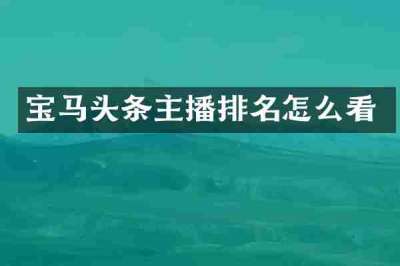 宝马头条主播排名怎么看