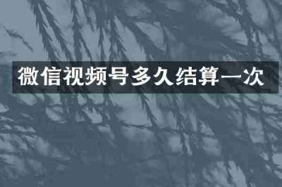 微信视频号多久结算一次