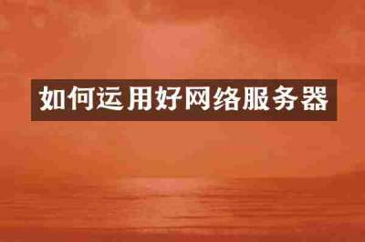 如何运用好网络服务器