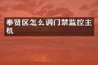 奉贤区怎么调门禁监控主机