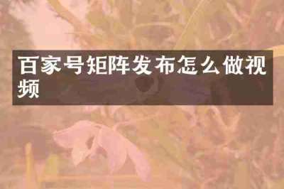 百家号矩阵发布怎么做视频