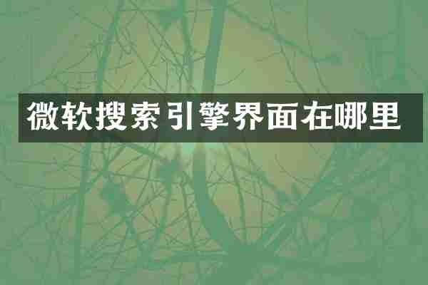微软搜索引擎界面在哪里