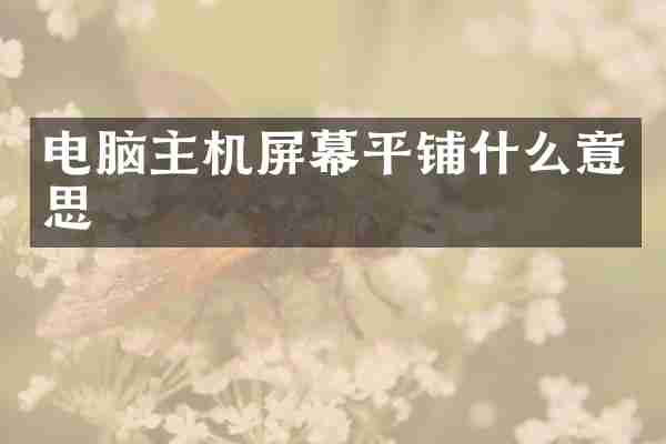 电脑主机屏幕平铺什么意思