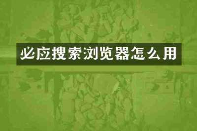 必应搜索浏览器怎么用
