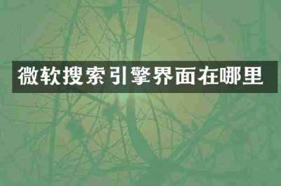 微软搜索引擎界面在哪里