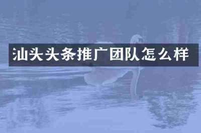 汕头头条推广团队怎么样
