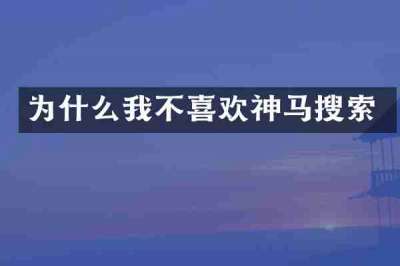 为什么我不喜欢神马搜索