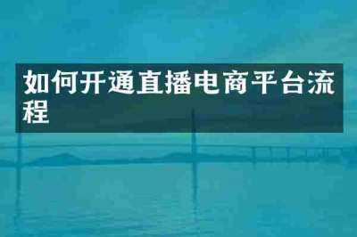 如何开通直播电商平台流程