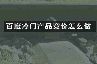 百度冷门产品竞价怎么做