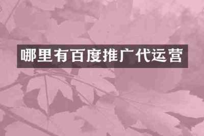哪里有百度推广代运营