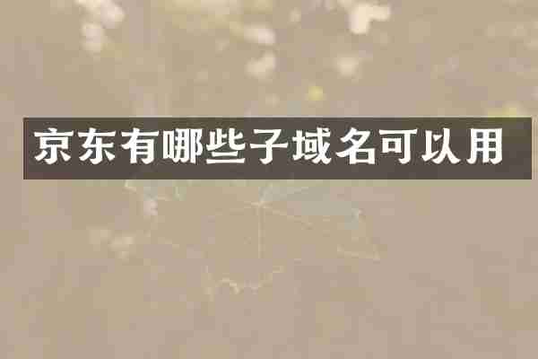 京东有哪些子域名可以用