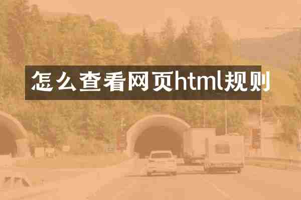 怎么查看网页html规则