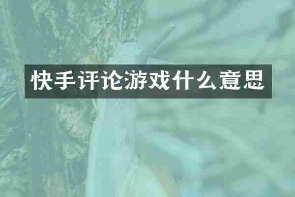 快手评论游戏什么意思