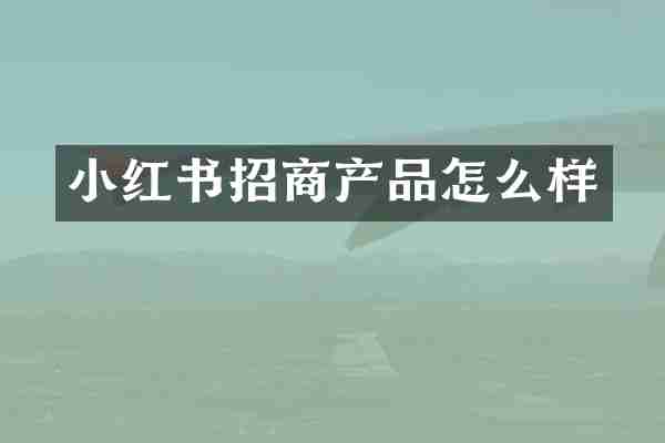 小红书招商产品怎么样