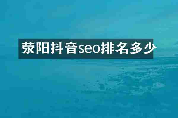 荥阳抖音seo排名多少