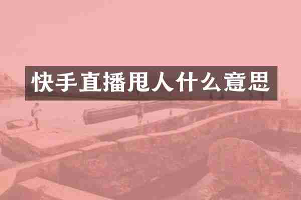 快手直播甩人什么意思