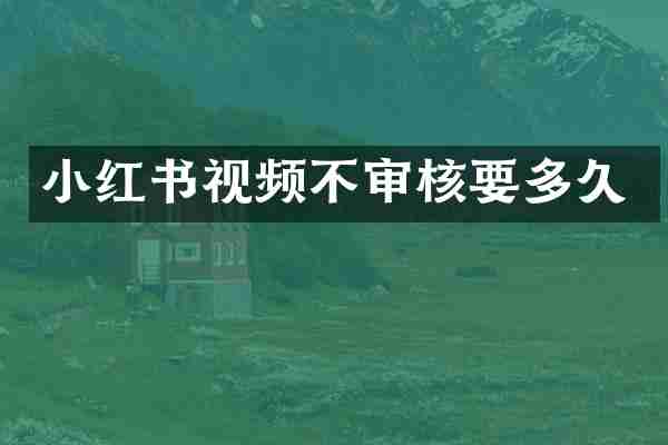 小红书视频不审核要多久