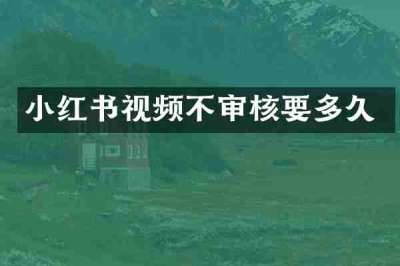 小红书视频不审核要多久